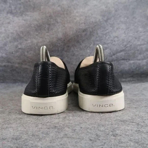 Vince Shoes Womens 9 Sneakers Slip On Leather Casual Classic Lifestyle Black Low - Picture 6 of 15